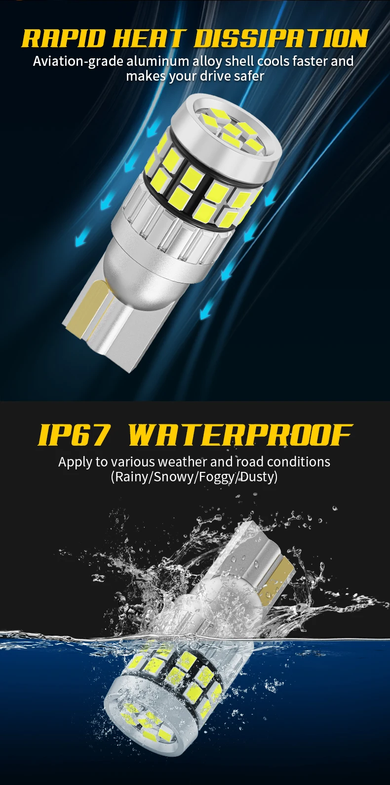 10pcs T10 LED W5W Bulbs 12V 24V For Car Truck Interior Lights Canbus No Error Super Bright 2016*30SMD License Plate Signal Lamps