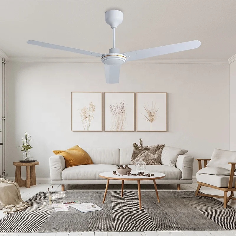 Best Industrial Electric Bldc Metal Ceiling Fan Easy Install 56 Inch White 3 Blade Fan for Shop