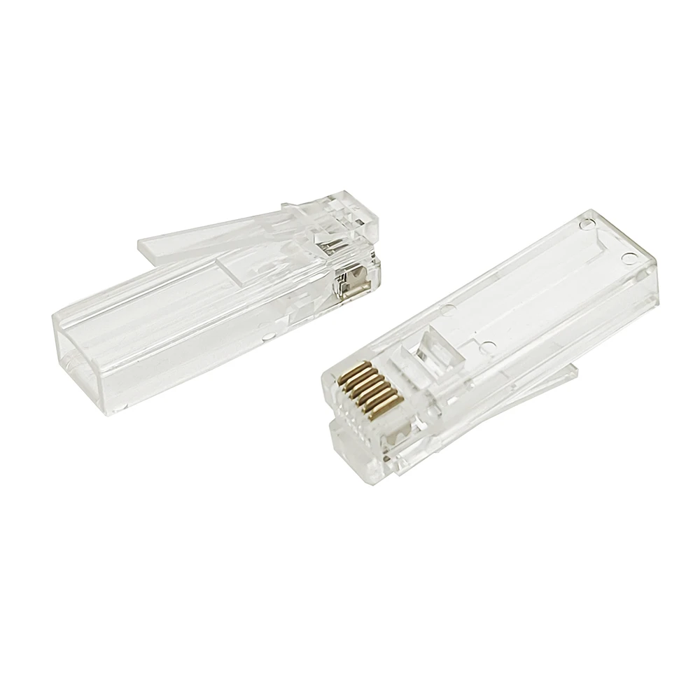 50PCS RJ12 Connector 6P6C Long Body RJ11 Modular Plug 6-Core Telephone Cable L=32.8mm