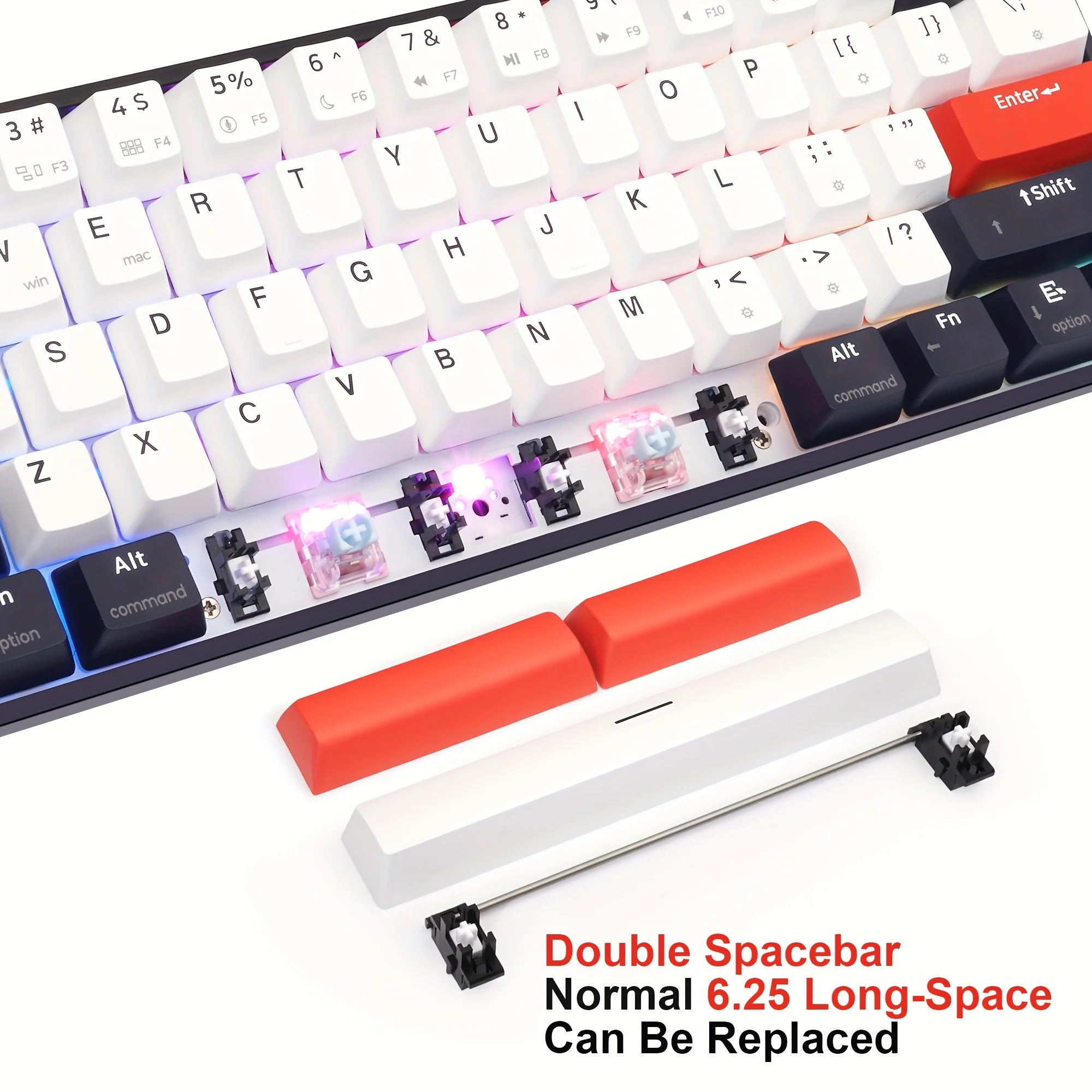 Imagem -04 - Skyloong Gk61 Qmk Via Teclado com Fio Usb-c 60 Layout Interruptor Mecânico Hot-swap Tecla de Espaço Dividida Pbt Dual-shot Keycap Mac Win Teclado para Jogos Rgb Integrado de Baixa Latência