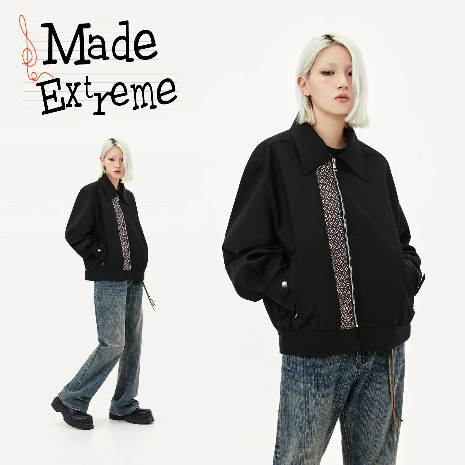 MADEEXTREME Patchwork Motorcycle Jacket Streetwear Winter Jacket Men Unisex