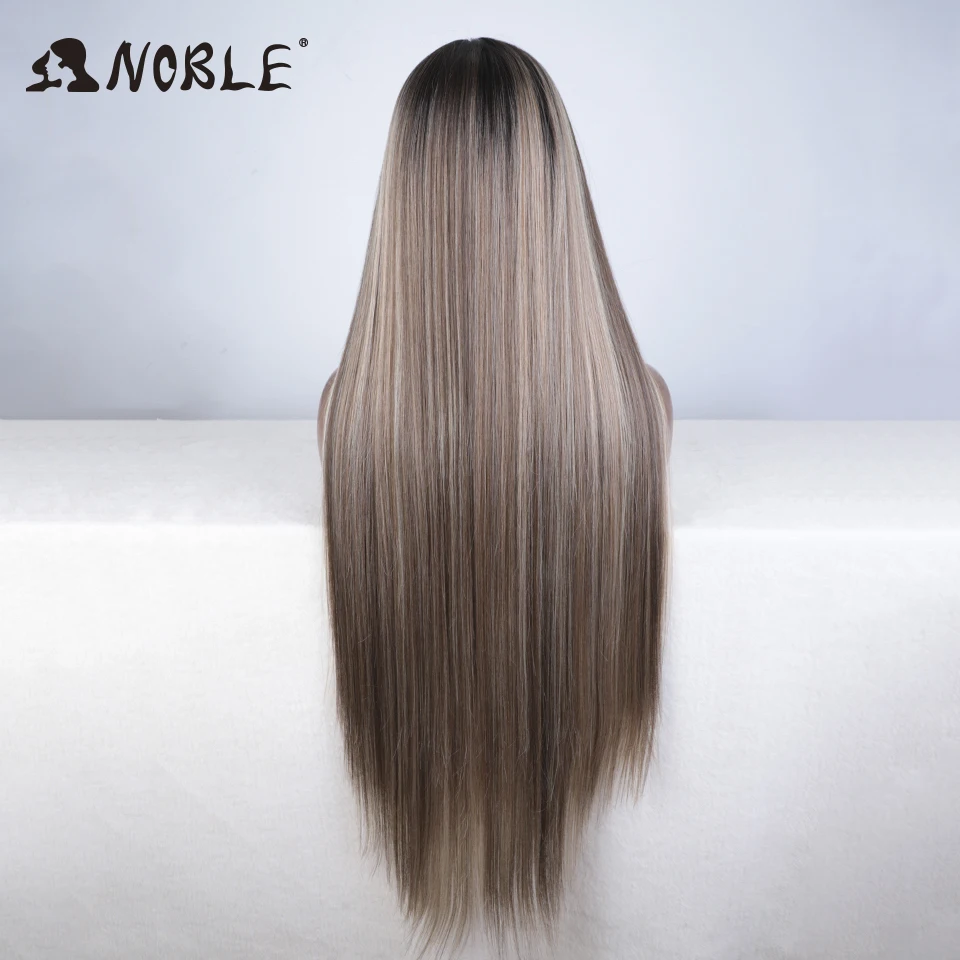 Edles Haar Cosplay synthetische Spitze Front Perücke 38 Zoll lange gerade Klavier haar synthetische Perücken für Frauen Ombre blonde Spitze Perücken