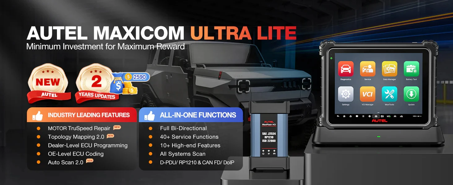 Autel MaxiCOM Ultra Lite S Scanner Intelligentes Kfz-Diagnosegerät Fortschrittliche ECU-Programmierung & Codierung, 40+ Dienste PK MS909 Elite2 – Detail 1