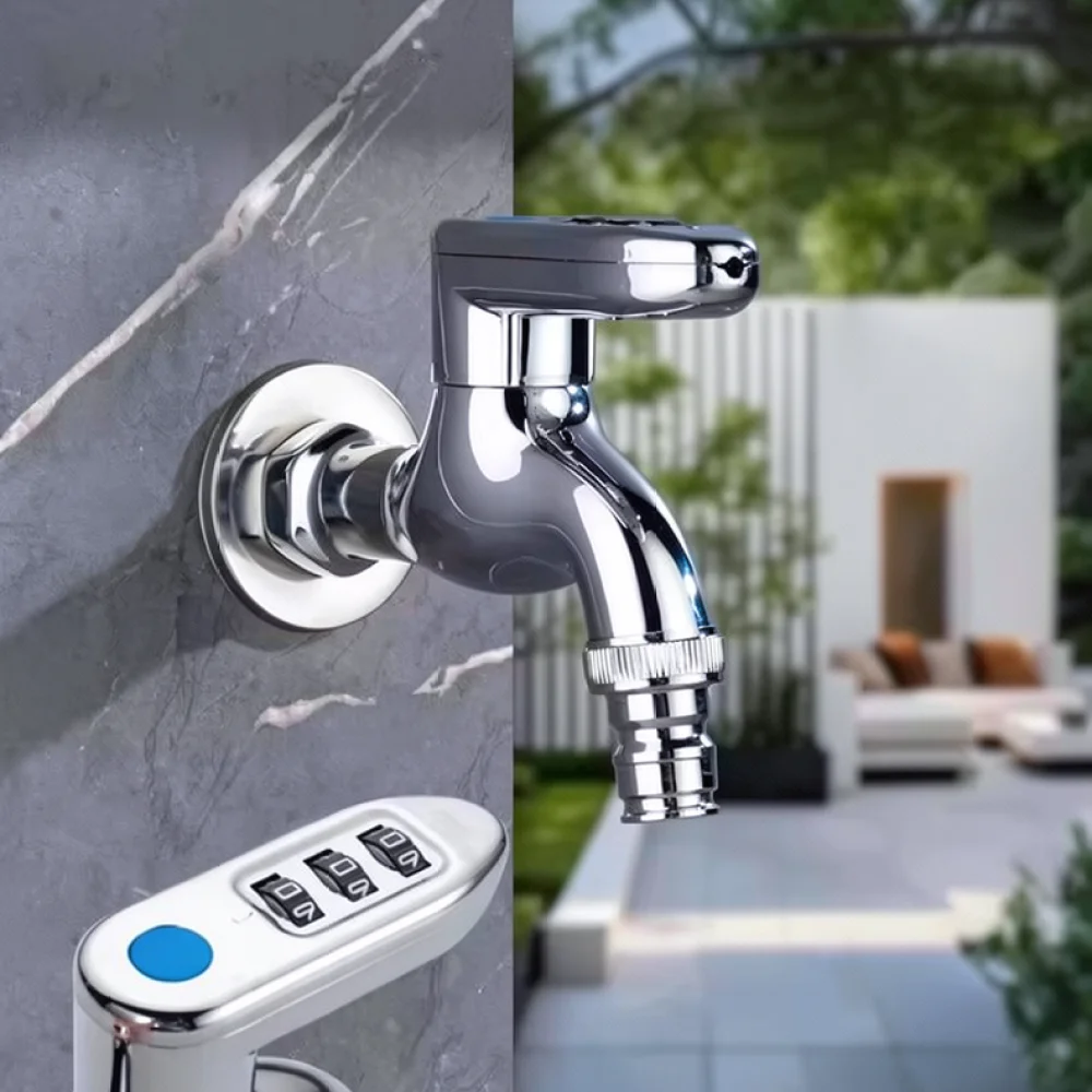 Security Password Locking Water Tap Outdoor Garden Faucet Anti Theft Copper Spigot Fast Connection For Washing Machine Pipe