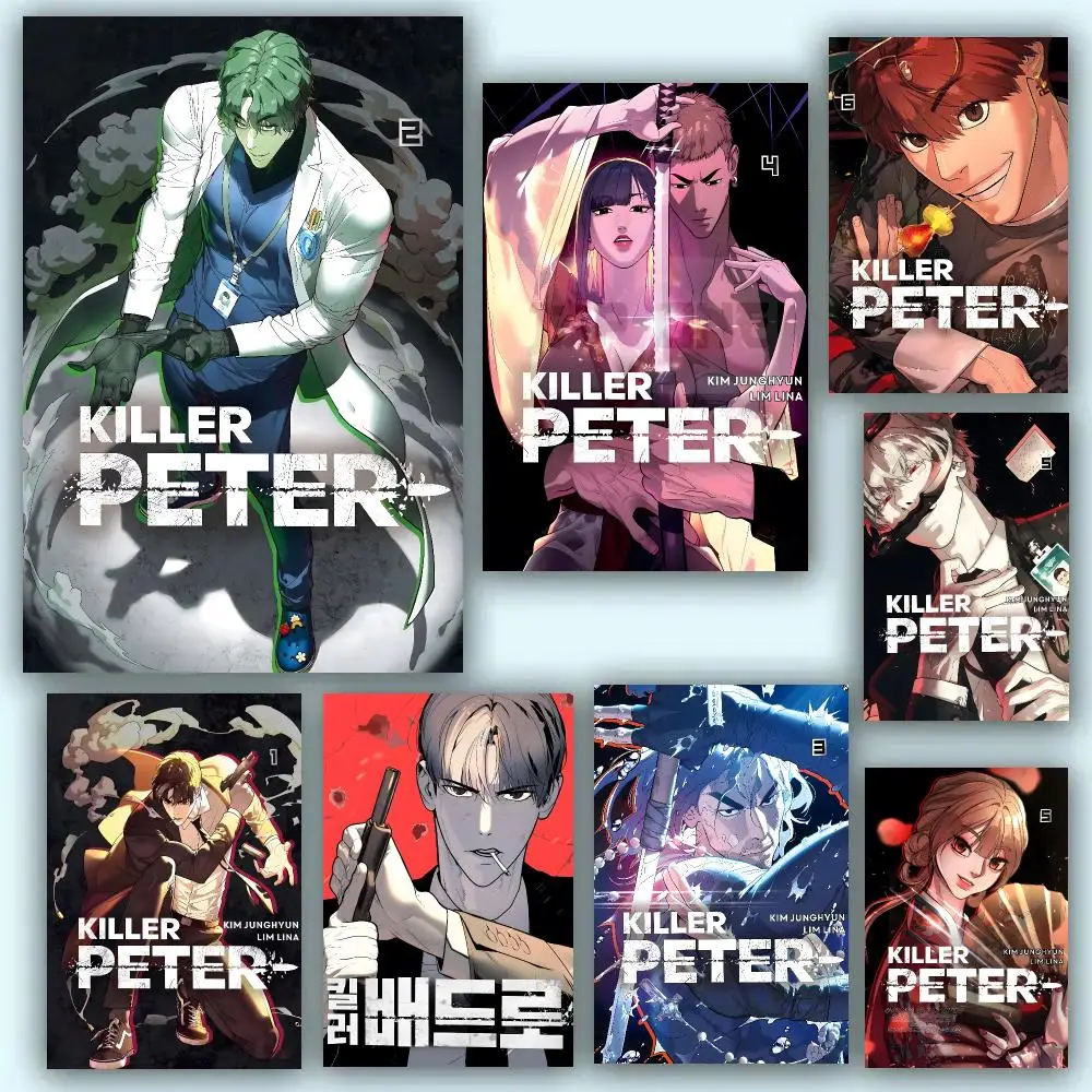 Killer Peter Manhwa Dark Action Poster Self-adhesive Advanced Aesthetic Printing Paper Wall Art for Living Room Home Decor