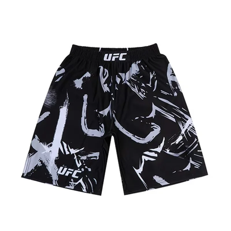 2026 New UFC Men's Boxing Wear 5 Inch Shorts MMA Sanda Combat Print Sports Gym Training Suit Quick Dry Pro