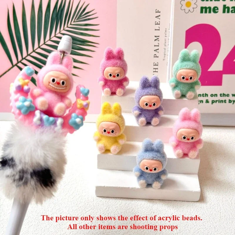 漫画のアニメビーズペン,植毛姿勢,立体的な弓,キーチェーン,ルーズビーズ素材,かわいい