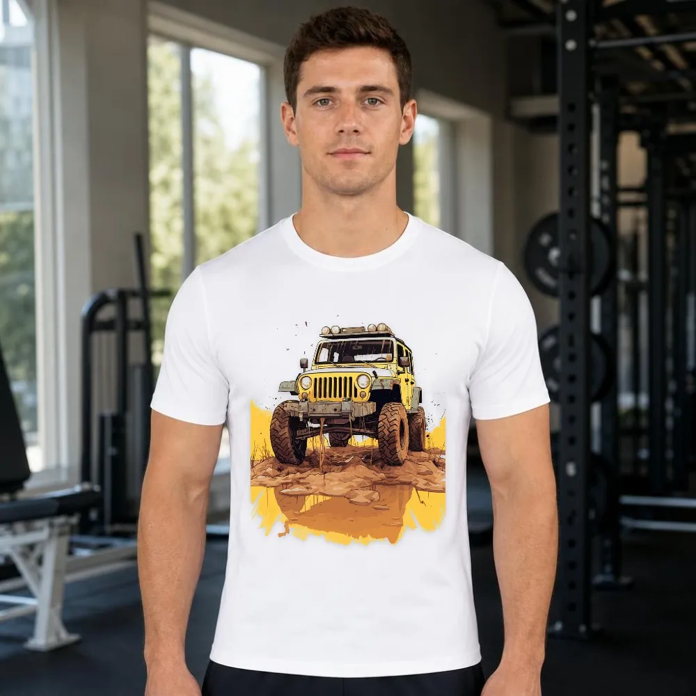 Men T Shirt Offroad SUV Mud Trail Graphic 4x4 Adventure Short Sleeve Casual Summer Vacation Top