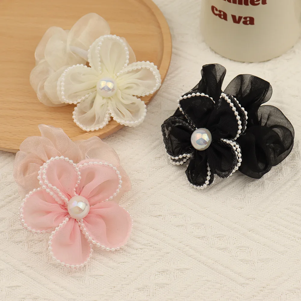 Pearl Hair Rope Hair Ring Sweet Flower Head Rope Girl Tie Head Rope Ponytail Rubber Band Hair Accessories