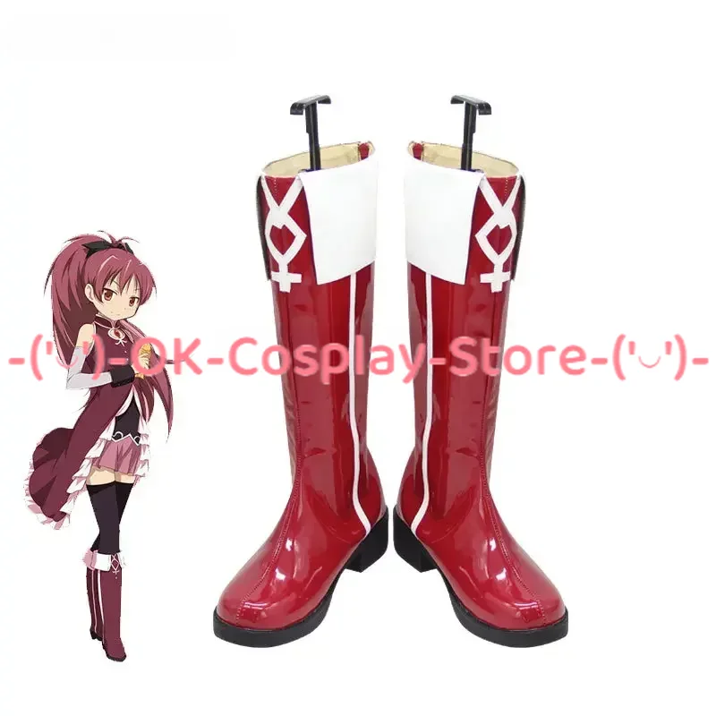 

Sakura Kyouko Cosplay Shoes Anime Puella Magi Madoka Magica Cosplay Prop PU Leather Shoes Halloween Carnival Boots Custom Made