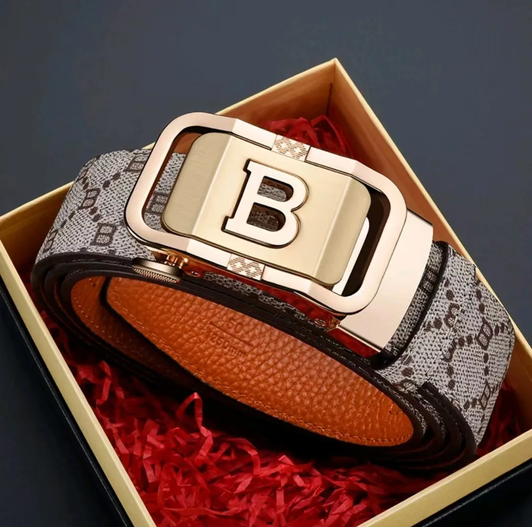 حزام جلدي أنيق للرجال 2025 - إبزيم أوتوماتيكي فاخر جديد |   حزام خصر متعدد الاستخدامات للأعمال وغير رسمي للمحترفين