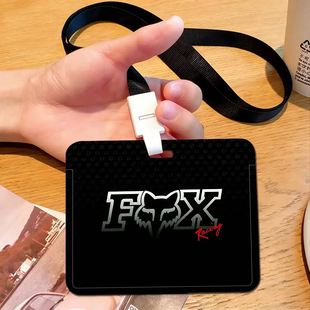 F-FOX Racing Car Moto Working Bank Credit Card Holders With Long Lanyard Employee Name ID Card Cover Holder Nurse Accessories