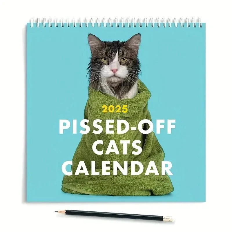 2025 New Kawaii Pissed-Off Cat English Calendar Wall Calendar Cute Desk Accessories Office Supplies Every Day Can Be Celebrated