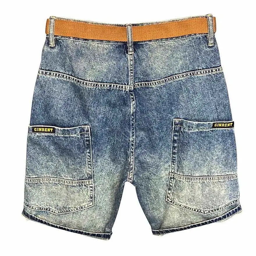 الصيف الرجال عارضة الدنيم السراويل العلامة التجارية جيوب فضفاضة السراويل المستقيمة العصرية خمر الشارع الشهير صديقها البضائع غسلها السراويل