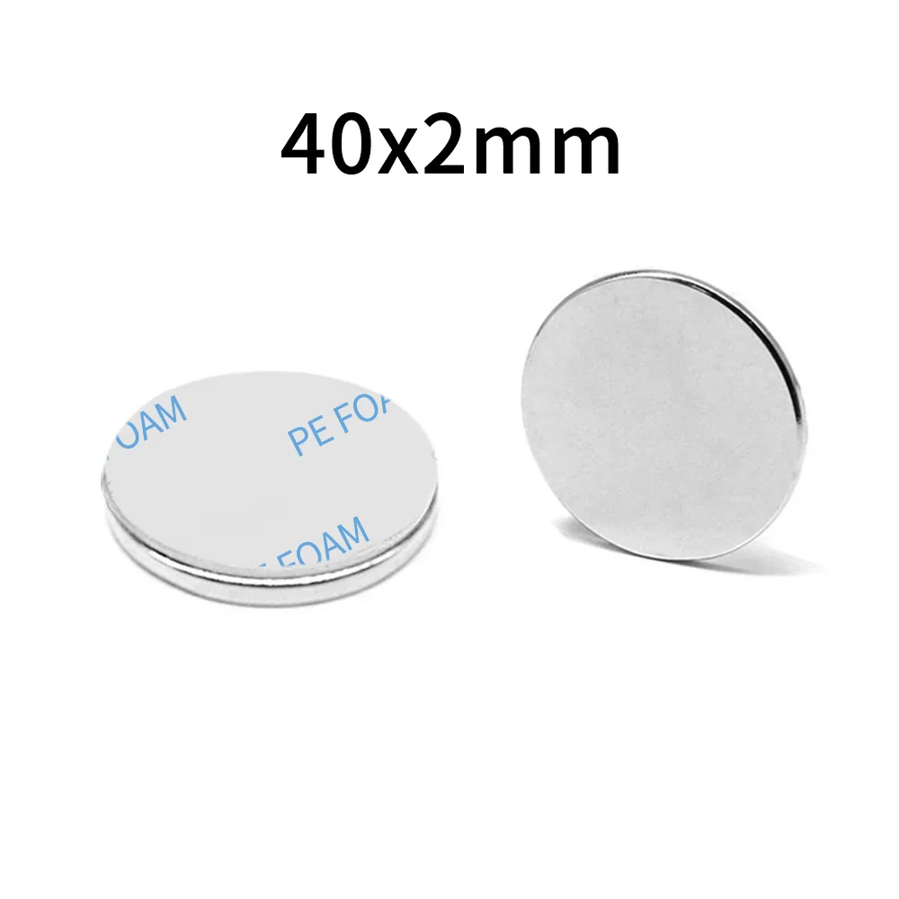 40x2 Powerful Strong Magnets 40mm x 2mm Permanent Neodymium Magnets 40x2mm Round Big Magnet Belt with 3M self - adhesive 40*2