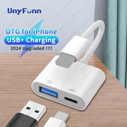 OTG Adapter with Charging Port for iPhone Trail Camera Adapter for Lighting USB Adapter for iPhone Card Reader  USB Flash Stick