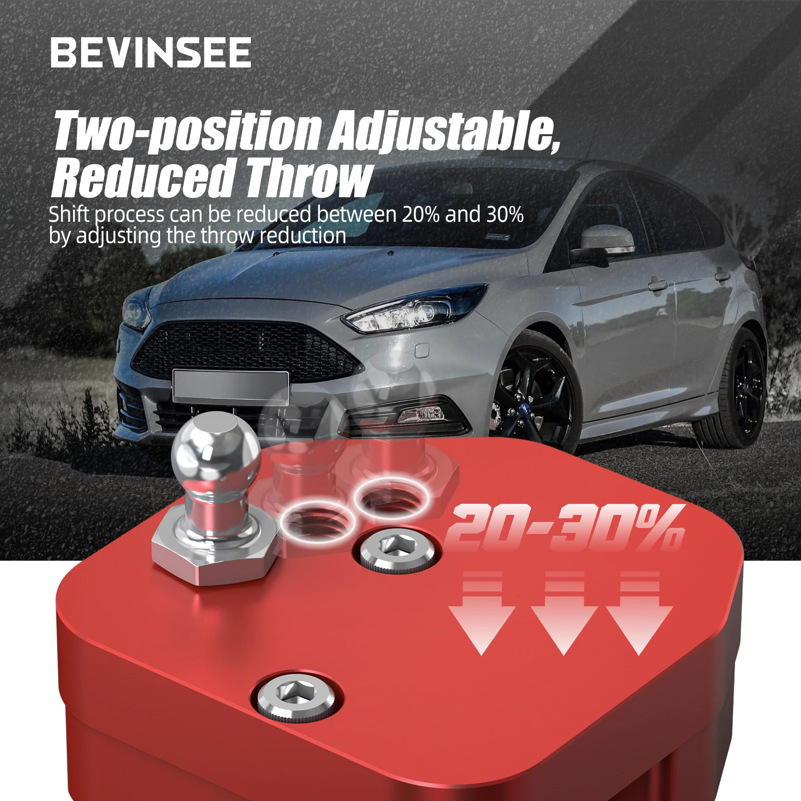 BEVINSEE-Adaptador de cambio corto de marchas rápido ajustable para Ford Focus MK3 ST 2013-2018, para Ford Focus MK3 RS 2016-2018