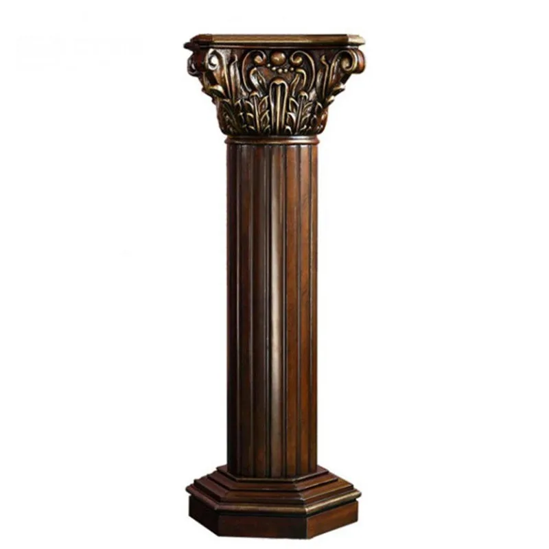 American Roman column flower stand, high-end villa rack, retro old flower pot stand, European style solid wood flower table