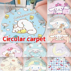 Sanrio-alfombra de terciopelo de cristal para habitación de niños, tapete redondo de dibujos animados bonitos, decoración de sala de estar, Cinnamoroll