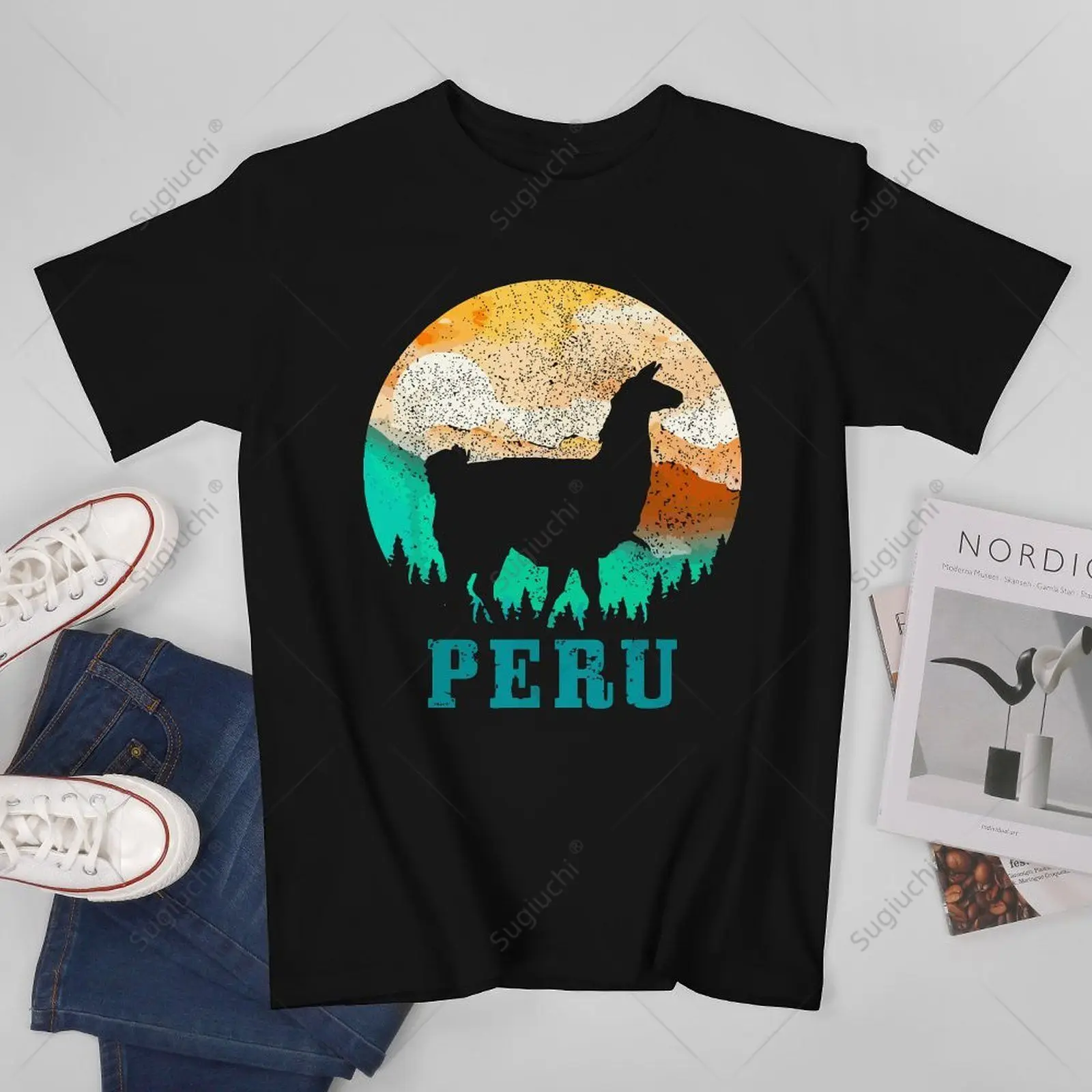 Unisex Men Peru Llama Alpaca Peruvian Roots Pride Vintage Peru Tshirt Tees T Shirts Women Boys 100% Cotton T-Shirt
