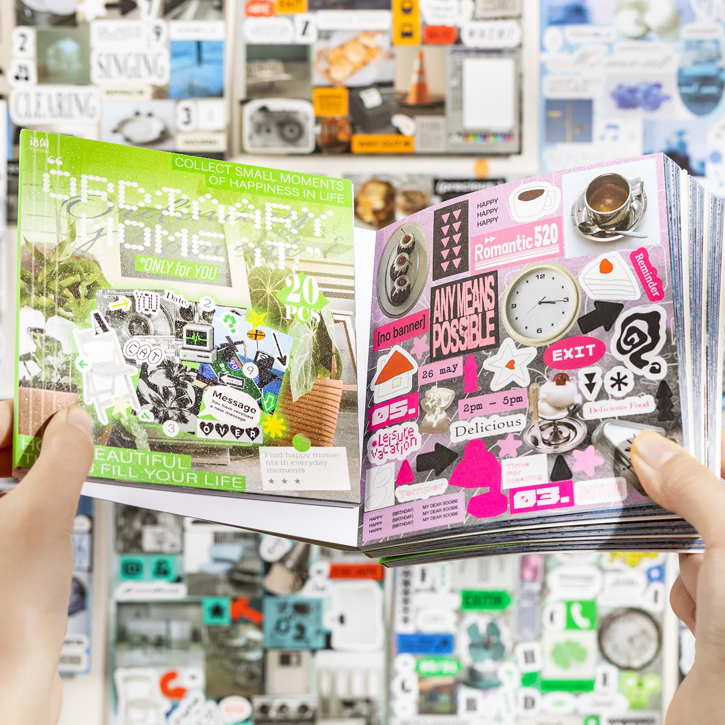 JCAC 20pcs/bag Kawaii Square Sticker Book, 