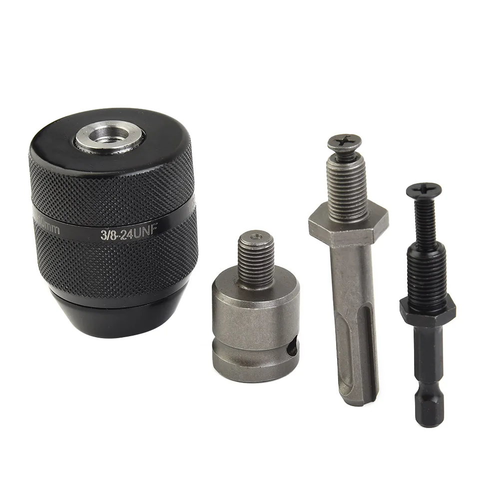 Efficient Drill Chuck Adapter 0.8mm-10mm 3/8-24UNF 4pcs Adapter Chuck Converter Keyless Socket Square