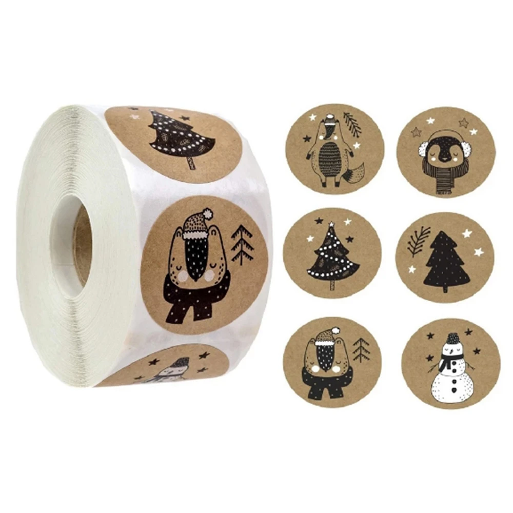 1000 ชิ้น 6 ธีมคริสต์มาสซีลป้ายสติกเกอร์สําหรับ DIY ของขวัญเบเกอรี่แพคเกจซองจดหมายเครื่องเขียนตกแต่ง