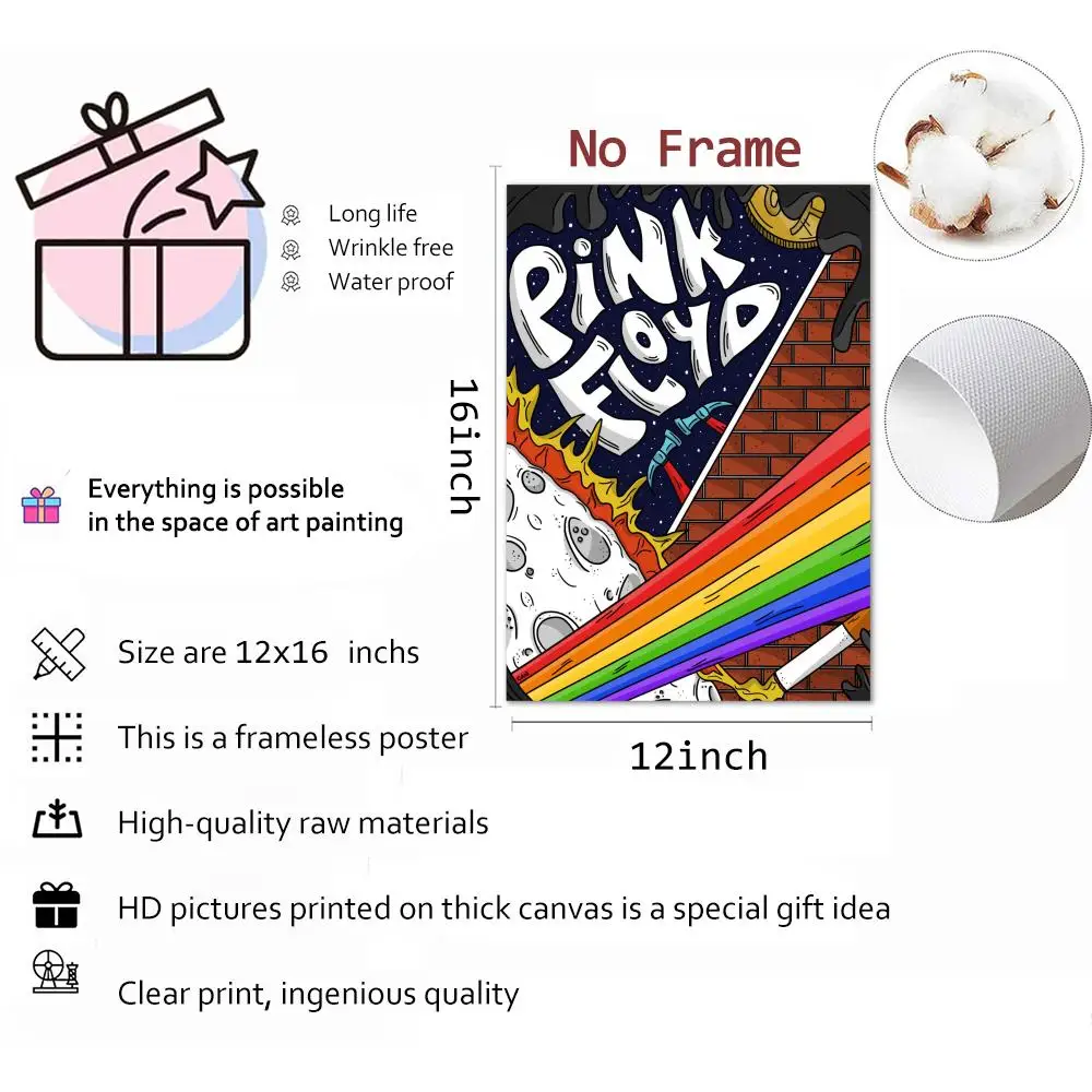 P-Pink F-Floyd ملصق فني عالي الدقة طباعة شخصية قماش جدار جدارية ملصق فني صور لغرفة المعيشة ديكور المنزل