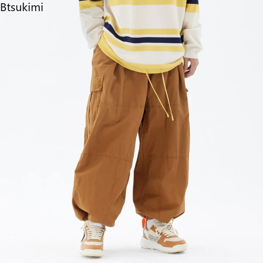 Men Women Harajuku High Street Baggy Harem Trousers Retro Cargo Pants Hip Hop Solid Color Drawstring Streetwear Oversize Unisex