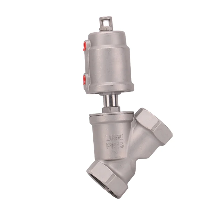 Angle Seat Valve Pneumatic Actuated Plastic Actuator Steel Body SS 304 Anti-corrosion