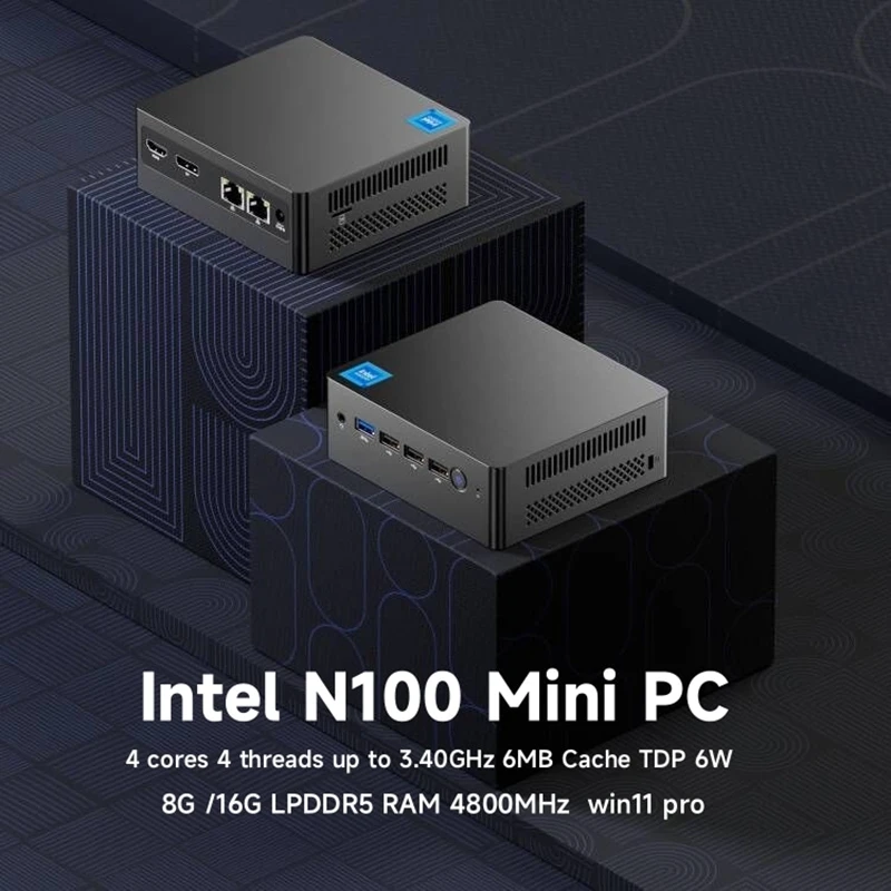 12th Gen Intel Alder Lake N100 windows11 Pro 8G/16GB LPDDR5 4800MHz NVME Pocket Small Computer 2*LAN TF Card  Desktop Gaming PC