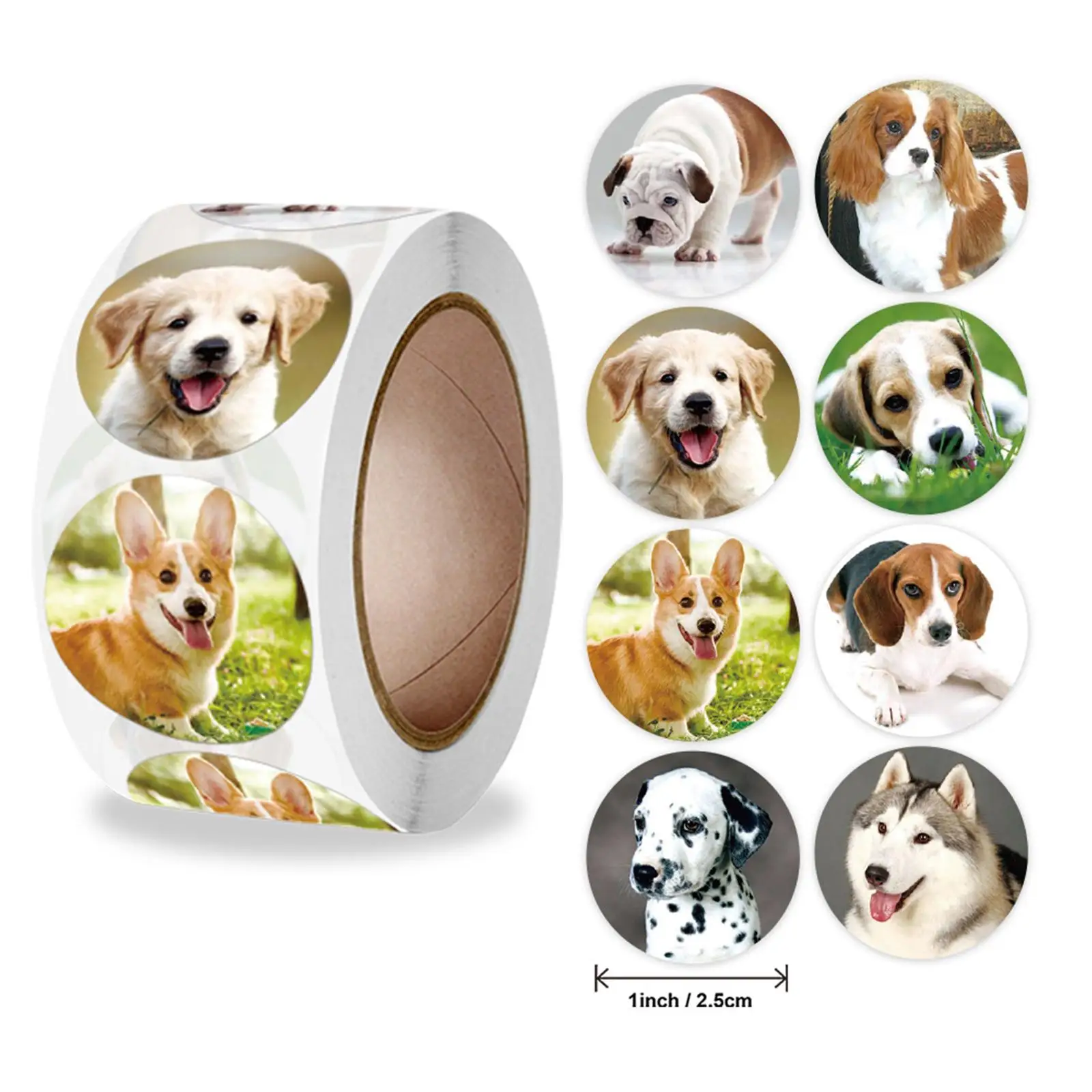 500x Dog Stickers Round Animal Stickers Puppy Stickers for Kids Birthday Party Favors