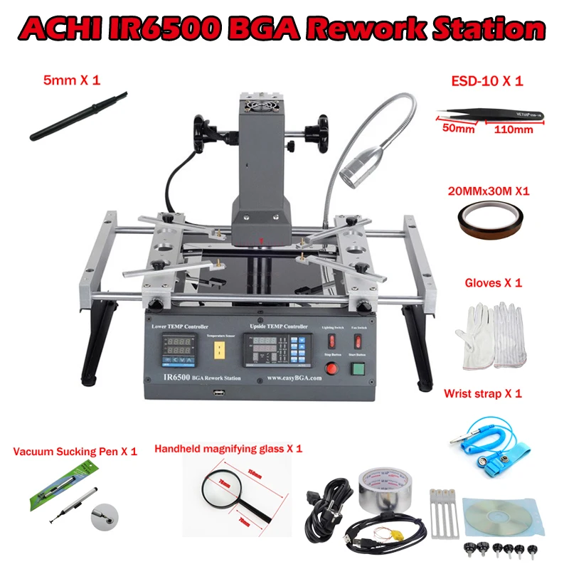 Infrared BGA Rework Station ACHI IR6500 Solder Welding Machine with Reballing Kit for PCB Motherboard Chip Reparing Update 2800W