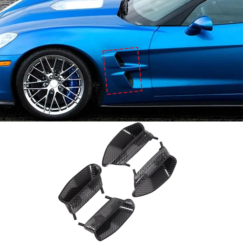 Real Carbon Fiber For Chevrolet Corvette C6 ZR1 2009-2013 Outlet Side Fender Air Vent Splitter Trim Car Accessories Replace part