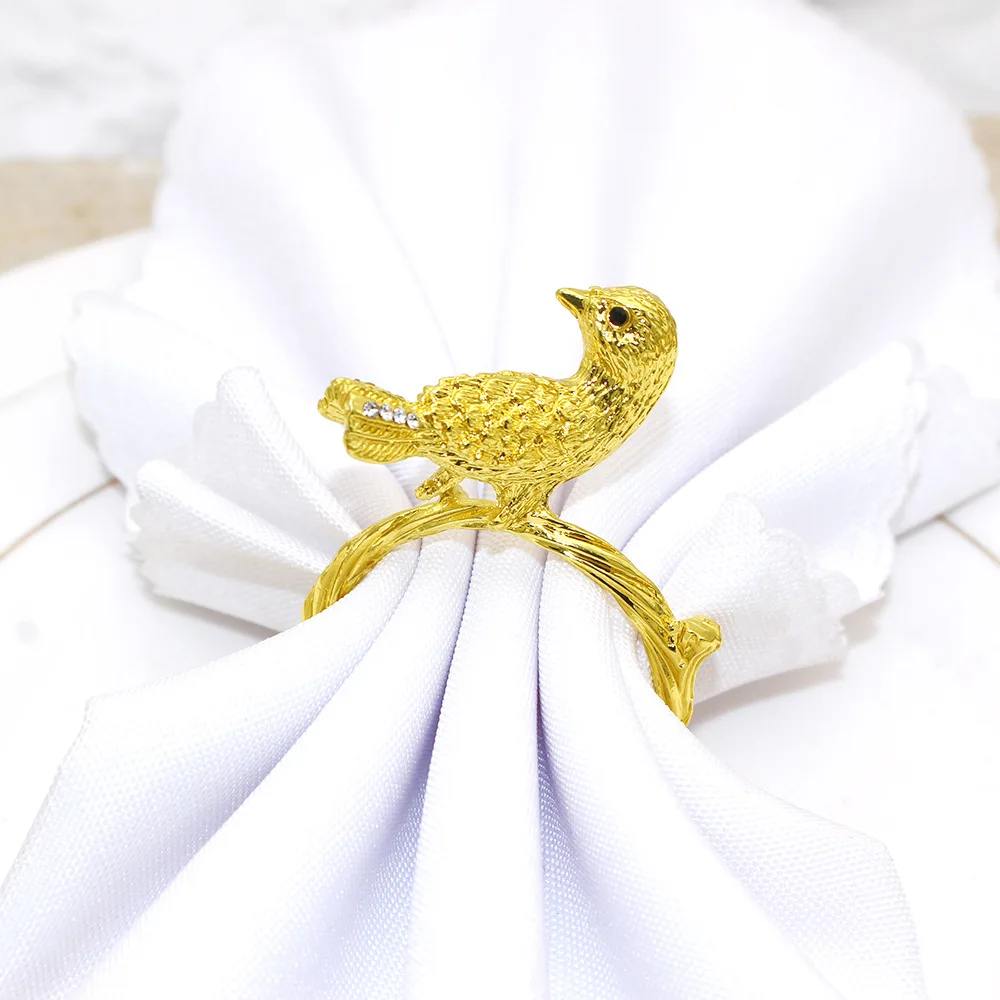 Plated Metal Golden Bird Napkin Ring, Hotel Room Buckle 10Pcs