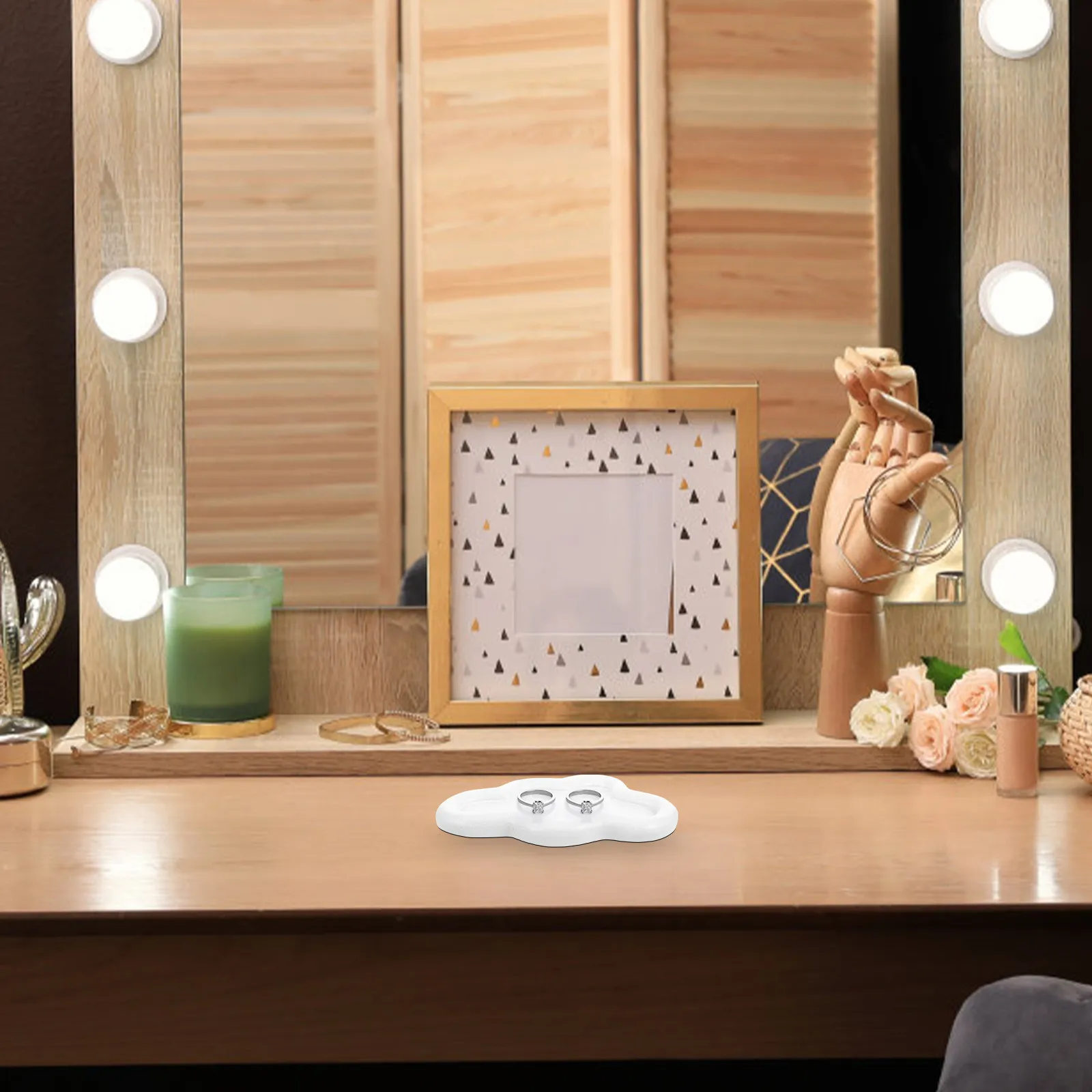 Bandeja de Joyería de Resina Premium con Forma de Nube, Plato Decorativo para Anillos, Organizador de Escritorio, Soporte para Pendientes, Bandeja para Lápiz Labial