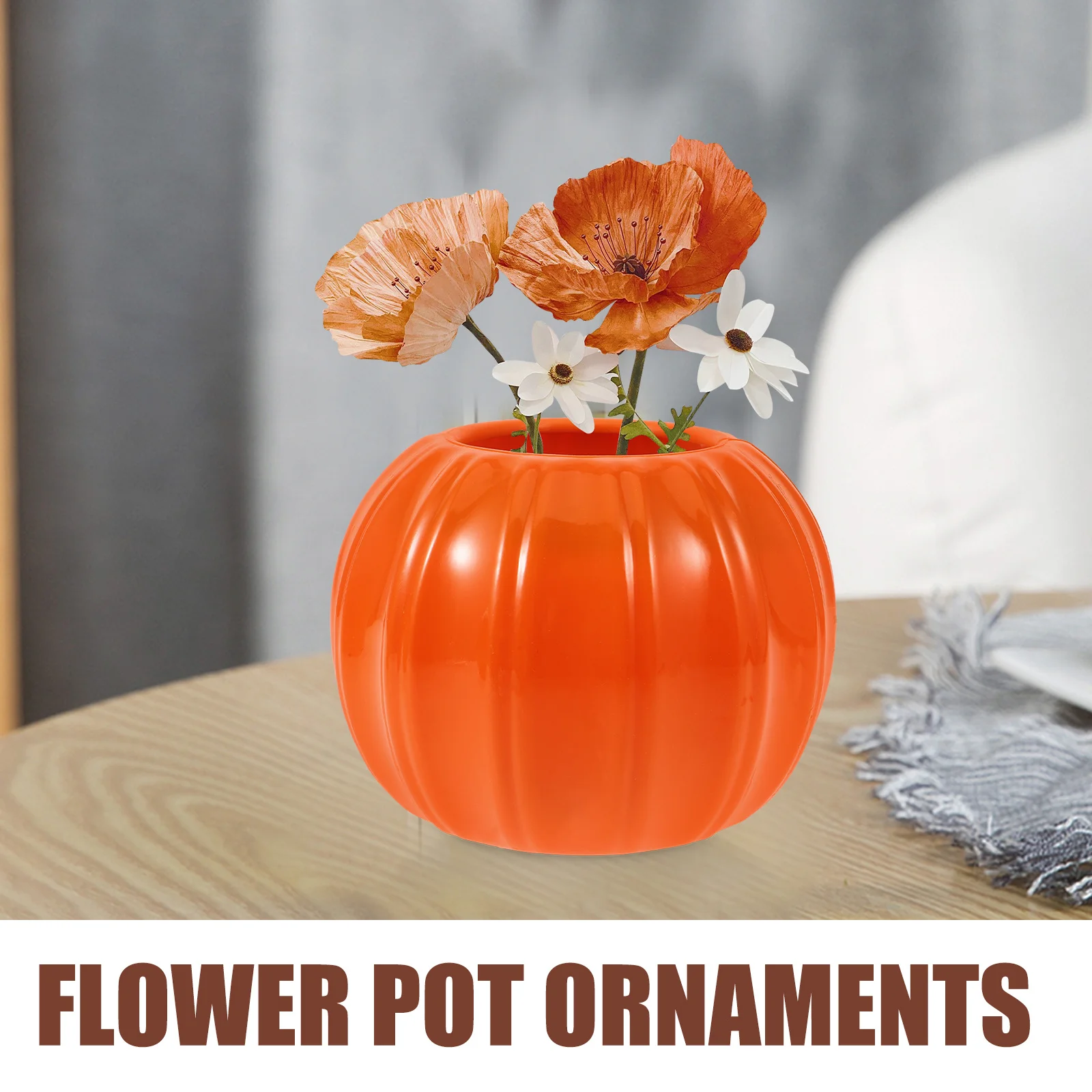 

2Pcs Autumn Pumpkin Flower Vase Creative Rustic Decorative Planter Dried Floral Holder Modern Artistic Vase for Home Balcony