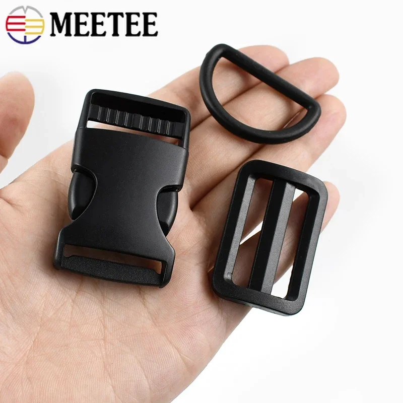 1-5Sets 20-38mm Webbing D Ring Hook Buckle Bags Strap Side Clip Release Clasps Belt Adjust Slider Dog Collar Repair Accessories