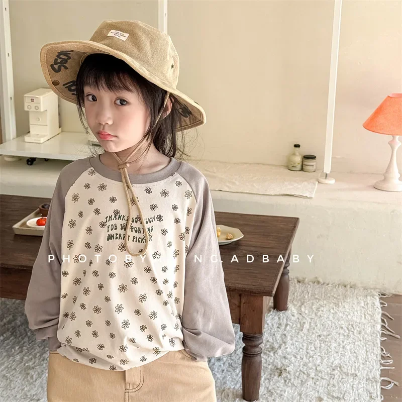 Girls T-shirts 2025 Spring Autumn Tops for Kids Long Sleeve Children Blouse Toddler Sweatshirts Fashion Baby Outfits Clothing