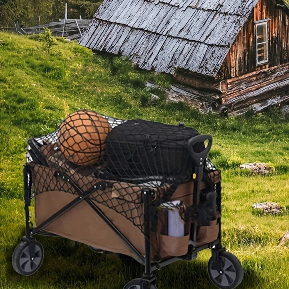 Red de carga para vagón plegable, carrito de playa, cubierta para carrito de jardín, red de nailon elástica resistente con 6 ganchos