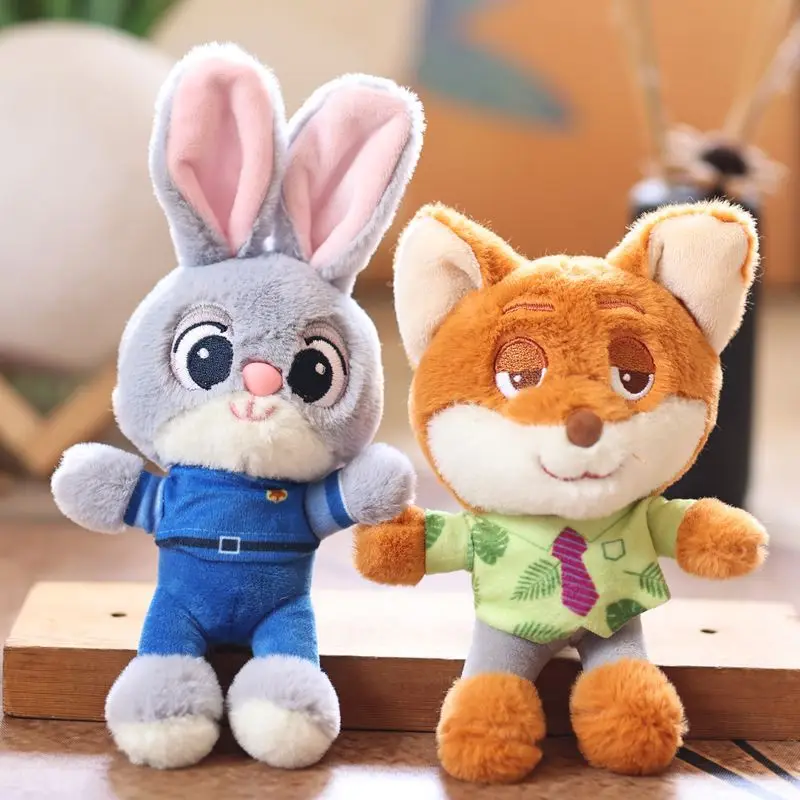 Porte-clés poupée en peluche Judy Nick Zootopia 15cm, petit sac à dos léopard shérif, pendentif de sac, tentures, cadeaux de noël et d'anniversaire pour enfants