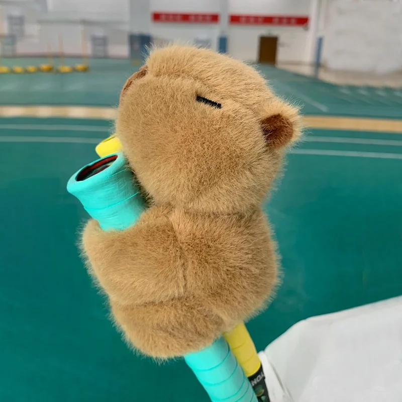 Cute Capybara Badminton Racket Grip Decorative Handle Cover Plush Doll  Pong Circle Stuffed Animal Creative Stress Relief