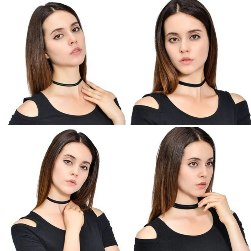 Chic Black Choker Bundle 4 Fashion forward Necklaces Accessories Stylish Collarbone Chain Neck Jewelry Neckchains Piece