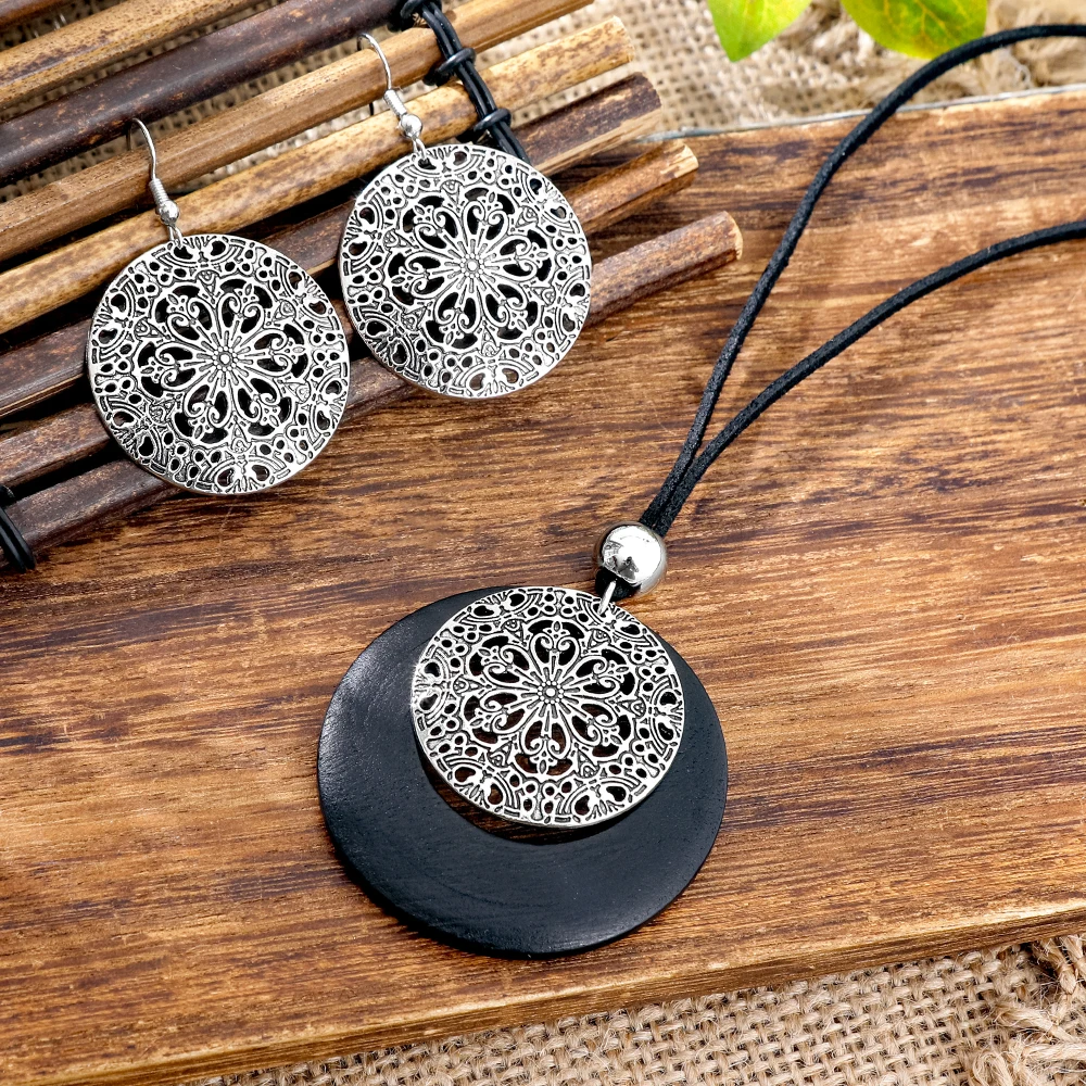 Ohrringe und Halsketten-Set im Tribal-Mandala-Stil – Bohemian-Schmuck für Damen im Urlaubsstil (ideal für Reisen und Partys)