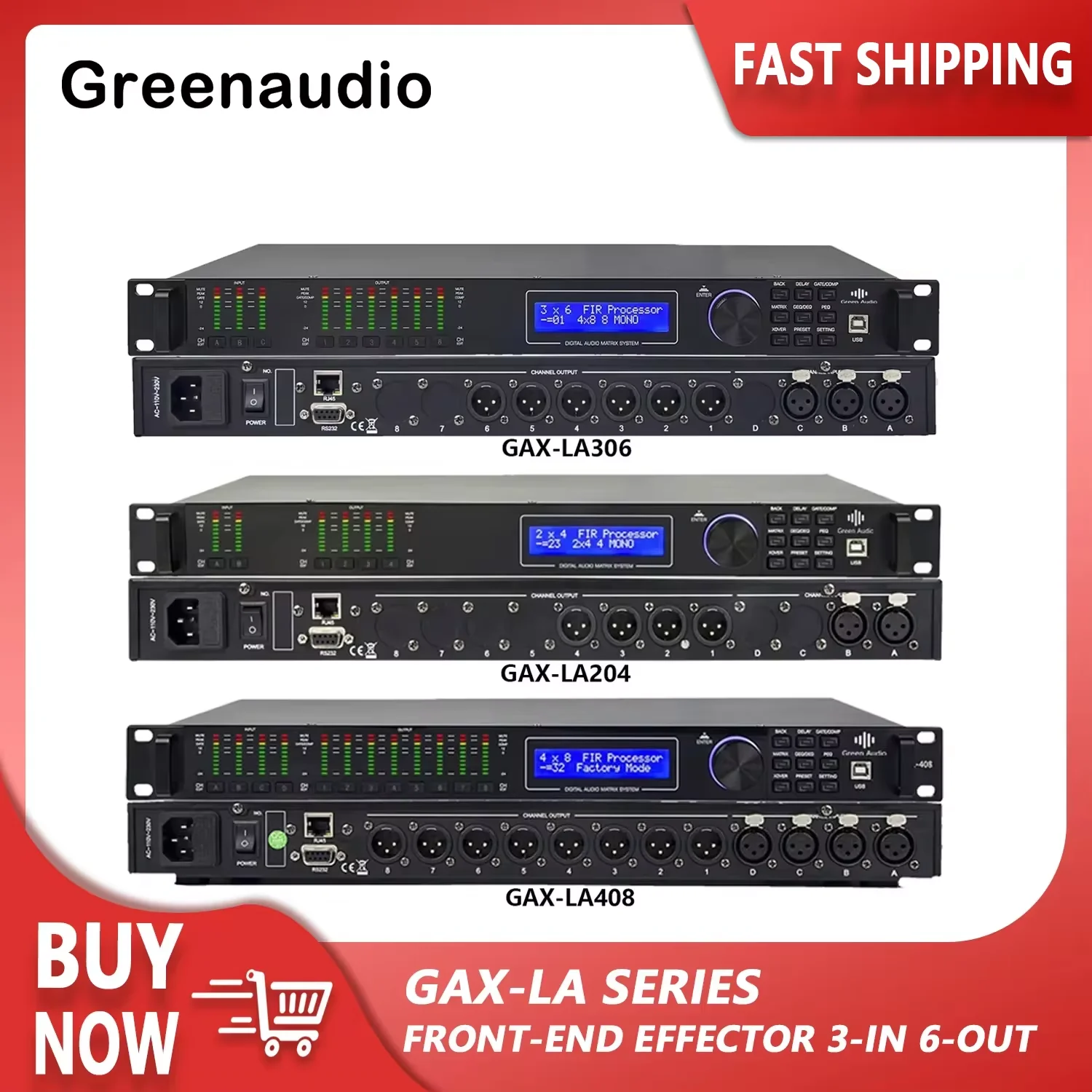 GAX-LA Series Professional Front-end Effector 3-in 6-Out KTV Stage Audio Equipment Reverb Audio Digital Processing Effector