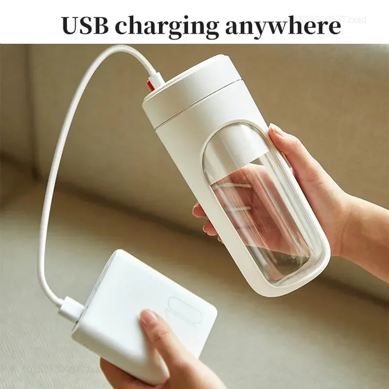 عصارة OLAYKS خفيفة الوزن محمولة بشفرة مزدوجة قابلة لإعادة الشحن سعة 300 مل، معالج طعام بنقرة واحدة للتنظيف التلقائي