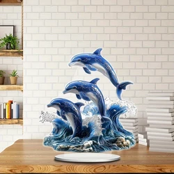 1pc Acrylic Dolphin Duo Wall Plaque, Animal Theme Bedroom Decoration, Indoor Use, Versatile Sign for Office Desk & Living Room,