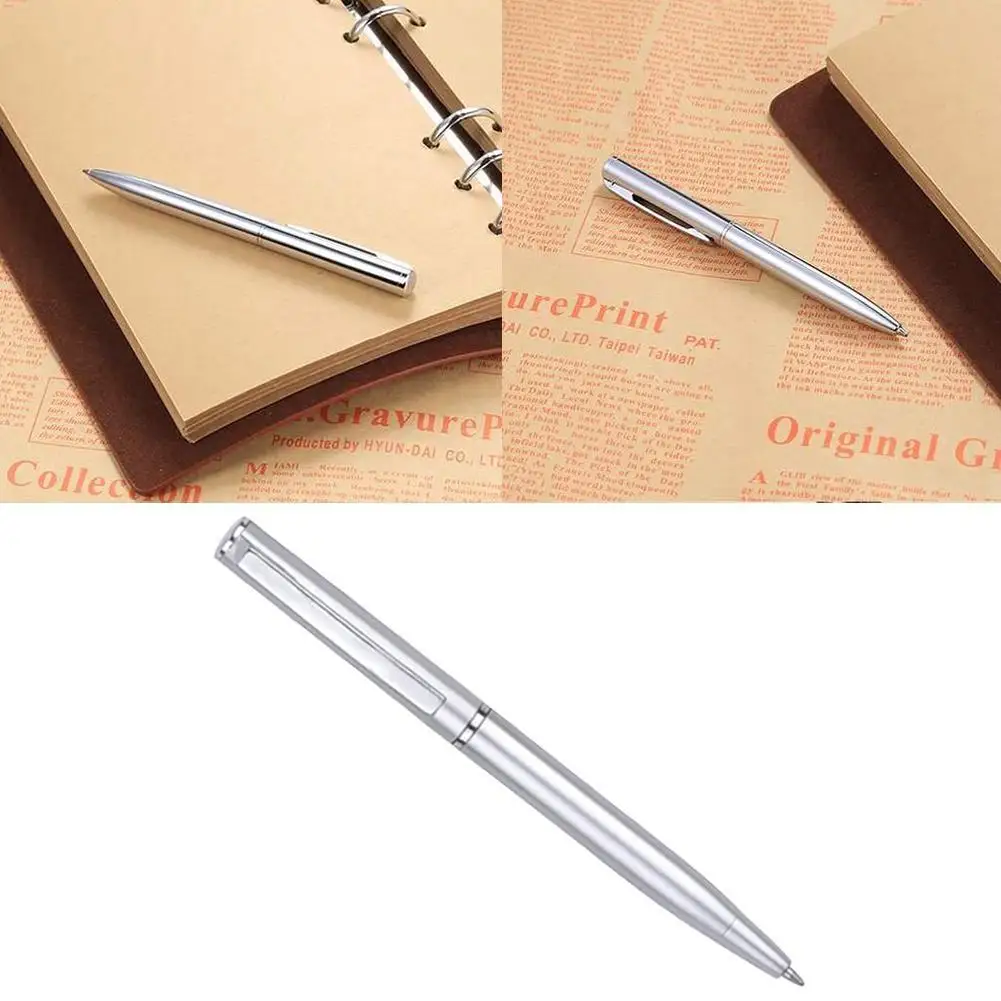 Stylo à bille en plastique argent clair, mini stylo de style court, fournitures de papeterie rotative, école distante Twisti1, 1 à 50 pièces