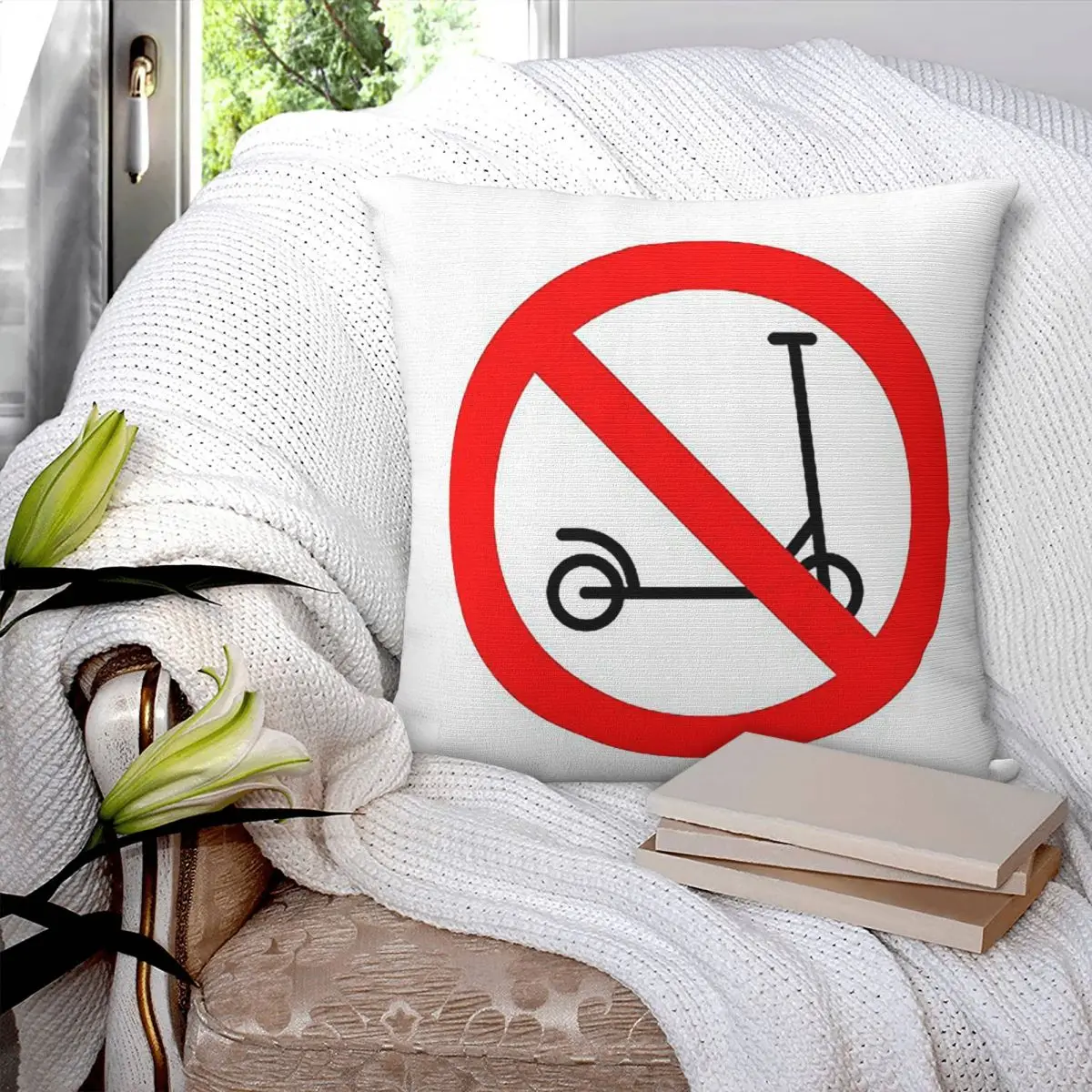 No Scooters Allowed Square Pillowcase Pillow Cover Polyester Cushion Zip Decorative Comfort Throw Pillow for Home Sofa