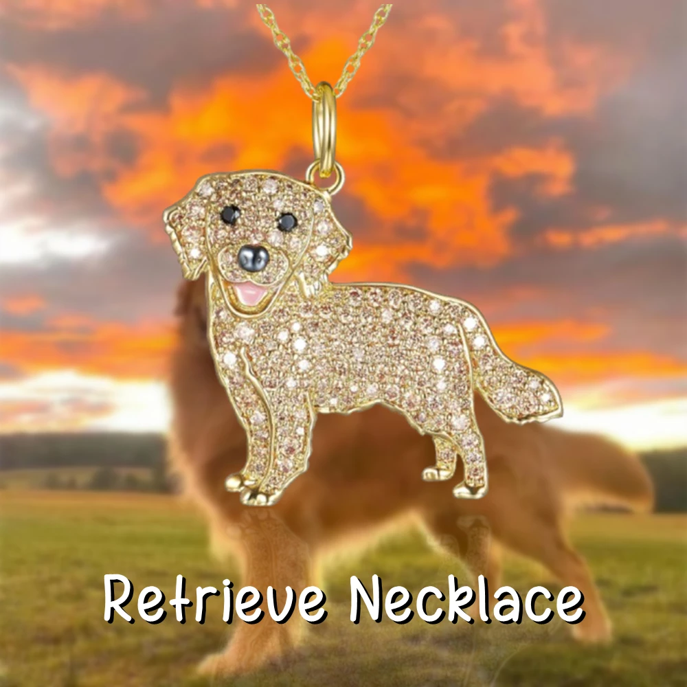 Golden Fashion Retriever Pendant Necklace for Women, Exquisite Jewelry Accessories Gift for Animal Enthusiasts and Lovers